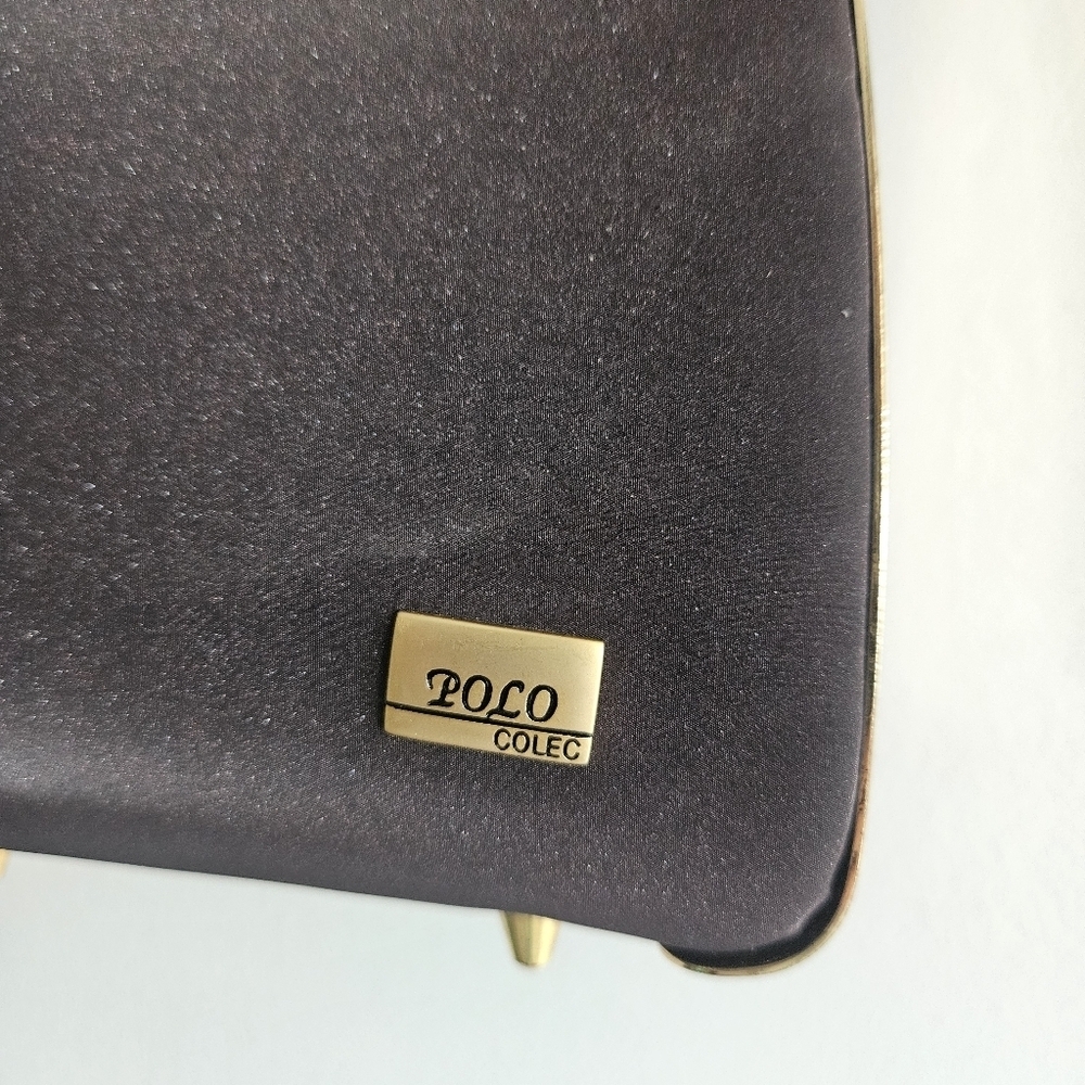 Polo Brown & Gold Handbag with Tan Handle And Shimmer Accents - Picture 2 of 7